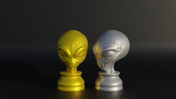 extraterrestres personnage figure échecs ensemble 6 pièces 3d impression modèle extraterrestre espace sci scifi vaisseau spatial futuriste robot stl Jeu planche Roi reine créature 3d print model - Mito3D