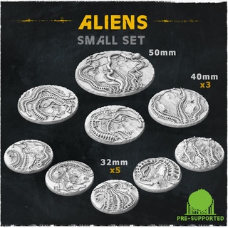 aliens small set - wargame bases & toppers alien fantasy topper base slime tentacles crater 3d print model - Mito3D