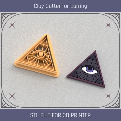 all-seeing eye mystical & occult polymer clay cutters cutter tools earring cutteree 3d print model - Mito3D