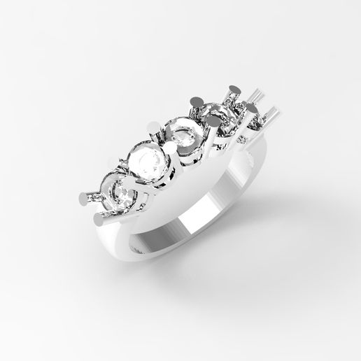 alliance ring 5 gems 53 jewelry gem art jewel jewellery circle rings gold casting wax 3D print model - Mito3D