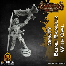 allies enemies - monty blind ranger owl 32mm scale pre-supported miniature 3d print model - Mito3D