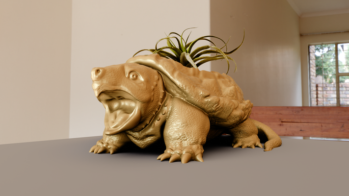 alligator schnappen schildkröte pflanzer topf blume vase stl zuhause haus haustier reptil dschungel safari miniatur tischplatte tiere skulptur mauer dekor 3d print model - Mito3D