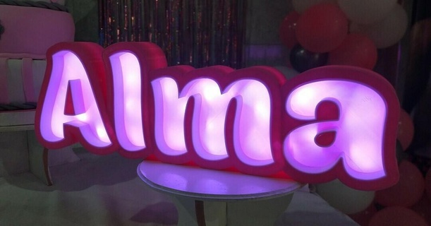 alma - sign led lights poster light name soul customized 3d print model - Mito3D
