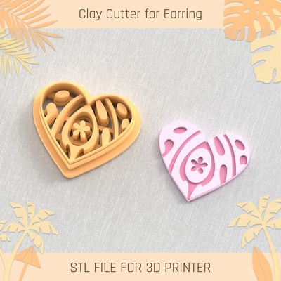 aloha heart summer clay cutter tools earring turtle beach shell 3d print model - Mito3D