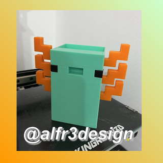 babosa axolote Minecraft lápis suporte Ferramentas salamandra axolotl Steve 3d print model - Mito3D