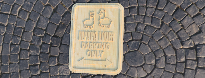 alpaca parking sign lama blackboard lot car animals reservation traffic signs lover 3d print model - Mito3D