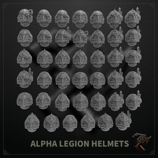 alpha legion helmets bits bitz helmet hydra alpharius omega war hammer 30k scifi miniature miniatures fi sci space marine 40000 42k 3d print model - Mito3D