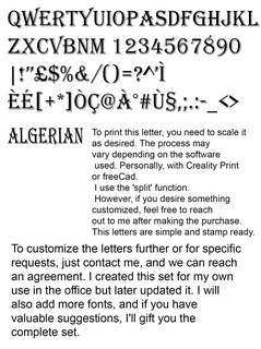 Alphabet 3d Briefe algerische Schriftart 3d print model - Mito3D