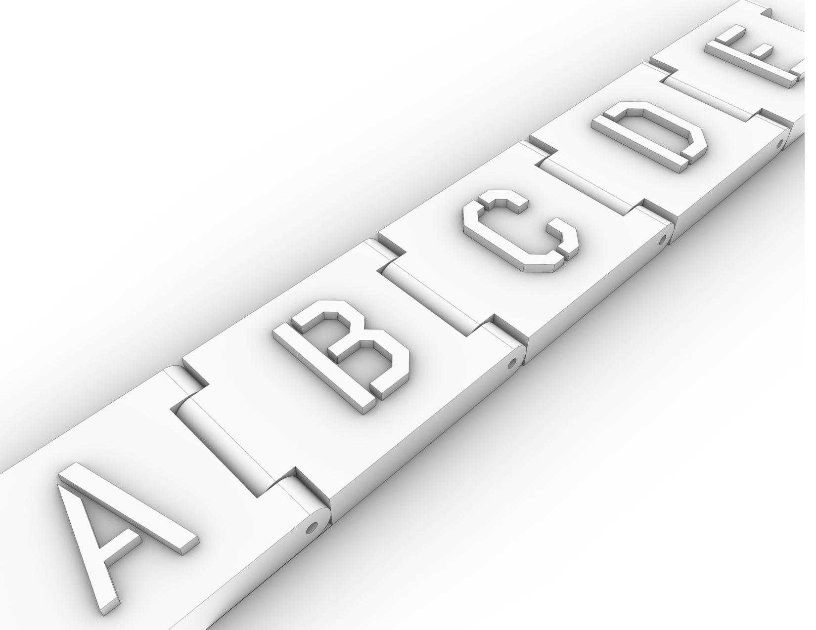 alfabeto alphabet 9 lettere abc cartello parole 3D print model - Mito3D