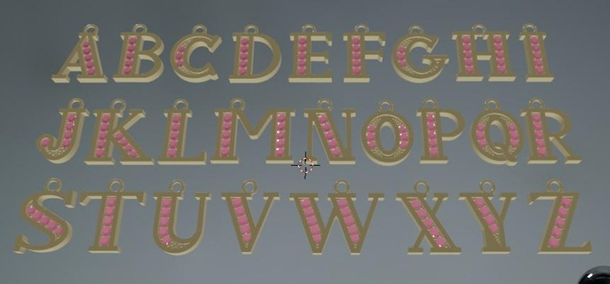 alphabet letters charms 3d print model - Mito3D