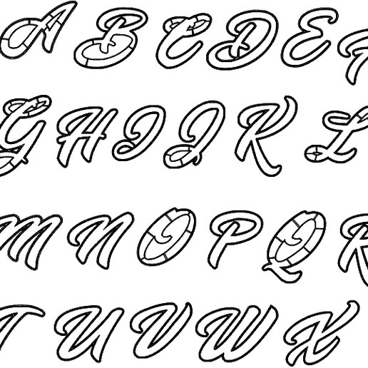 alphabet cursive cutter -italics yananeska typography cutters italics cookies fondant mass capital letter 3D print model - Mito3D
