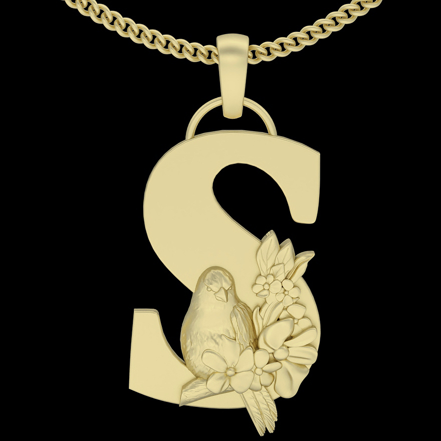 alphabet letter pendant silver gold jewelry printable 3d model trend fashion design zbrush 3D print model - Mito3D