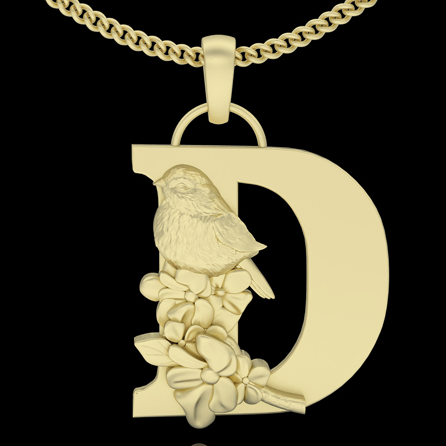 alphabet letter pendant silver gold jewelry printable 3d model trend fashion design zbrush 3D print model - Mito3D