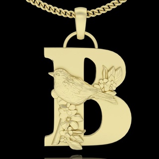 alphabet letter b pendant silver gold jewelry printable 3d model trend fashion design zbrush 3d print model - Mito3D