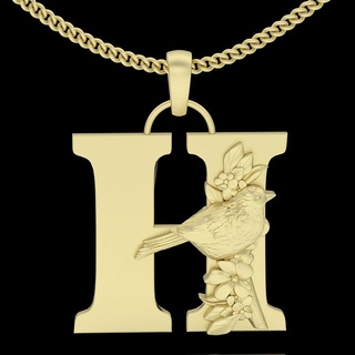 alphabet letter h pendant silver gold jewelry printable 3d model trend fashion design zbrush 3d print model - Mito3D
