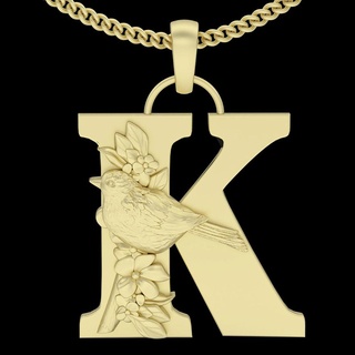 alphabet letter k pendant silver gold jewelry printable 3d model trend fashion design zbrush 3d print model - Mito3D