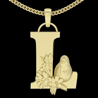 alphabet letter l pendant silver gold jewelry printable 3d model trend fashion design zbrush 3d print model - Mito3D