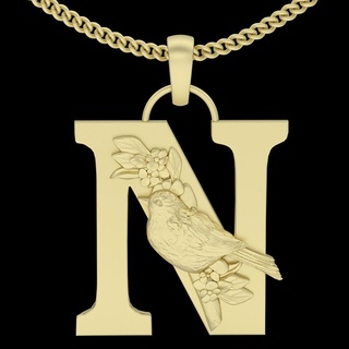 alphabet letter n pendant silver gold jewelry printable 3d model trend fashion design zbrush 3d print model - Mito3D