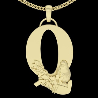 alphabet letter q pendant silver gold jewelry printable 3d model trend fashion design zbrush 3d print model - Mito3D