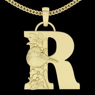 alphabet letter r pendant silver gold jewelry printable 3d model trend fashion design zbrush 3d print model - Mito3D