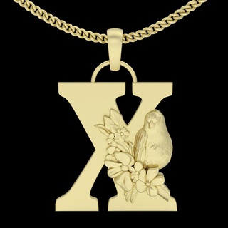 alphabet letter x pendant silver gold jewelry printable 3d model trend fashion design zbrush 3d print model - Mito3D