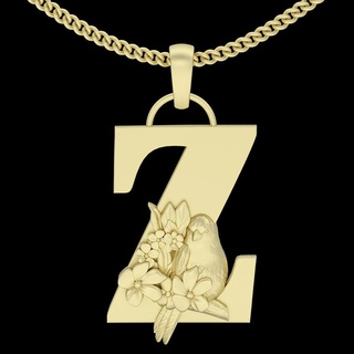 alphabet letter z pendant silver gold jewelry printable 3d model trend fashion design zbrush 3d print model - Mito3D