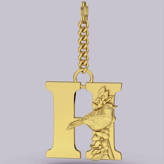 alphabet letters h key holder alian silver gold jewelry printable 3d model trend fashion design zbrush tiger 3d print model - Mito3D