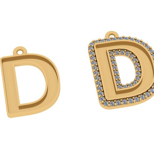 alfabeto lettere jewelry d gioielleria design pendente 3D print model - Mito3D
