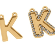 alfabeto letras jewelry k joyería joya diseño colgante pendiente 3d print model - Mito3D
