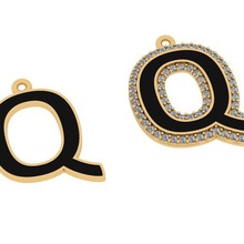 alfabeto letras jewelry q joyería joya diseño colgante pendiente 3d print model - Mito3D