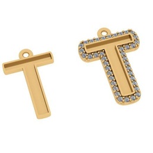 alfabeto letras jewelry t joyería joya diseño colgante pendiente 3d print model - Mito3D
