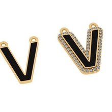 alfabeto lettere jewelry v gioielleria design pendente 3d print model - Mito3D