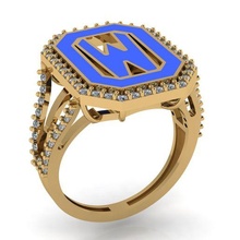 alphabet letters ring jewelry gold silver diamond jewellery jewel engagement wedding fashion goldring 3d print model - Mito3D