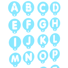 alphabet stencil set 26 coffee baking home lettering letter sprinkling foam cooking cuisine product new year holiday weekend birthday cake cupcake pancake 3d print model - Mito3D