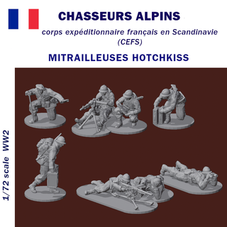 alpine hunters machine guns hotchkiss 1 72 Game alpines tabletop war game miniature figure soldier 1/72 3d print model - Mito3D