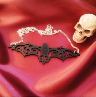 alternative earrings + necklace set bat woman goth ender 3 3d print model - Mito3D