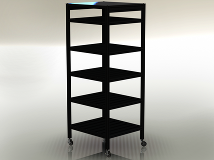 aluminum mobile utility rack Tools shelving units heavy duty extruded alloy shelves standard solid custom sizes frame strength casters square tube 3d print model - Mito3D