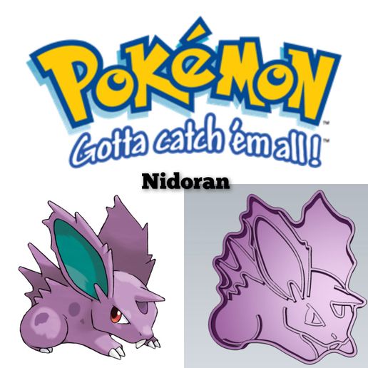 sorprendente Pokemon nidoran biscotto taglierina francobollo torta decorare cartone animato anime Giochi gioco decorazione arredamento forno cottura pane pika Pikachu 3D print model - Mito3D