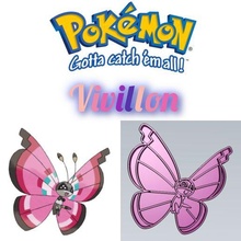 asombroso pokemon vivillon Galleta cortador sello pastel decoracion 3d print model - Mito3D