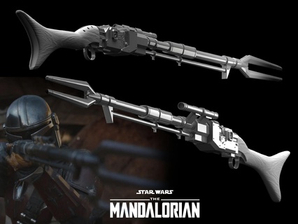 lalo rifle desintegrador mandaloriano estruendo djarin estrella guerras casco ammán 3d print model - Mito3D