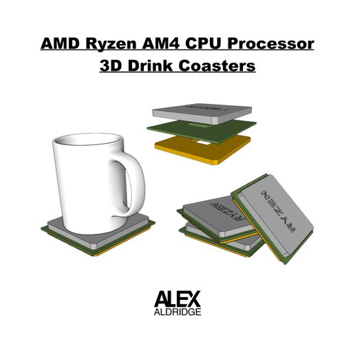 amd ryzen am4 processore bevanda sottobicchiere arte pc 3D print model - Mito3D