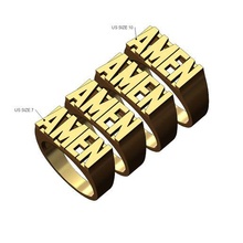 amen statement ring size 7to10 3d print model jewelry faith signet printable gold silver sterling fashion jewellery luxury classic swag hiphop bling rings 3d print model - Mito3D