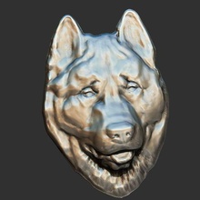 american akita head 3d relief art dog animal face print 3d print model - Mito3D