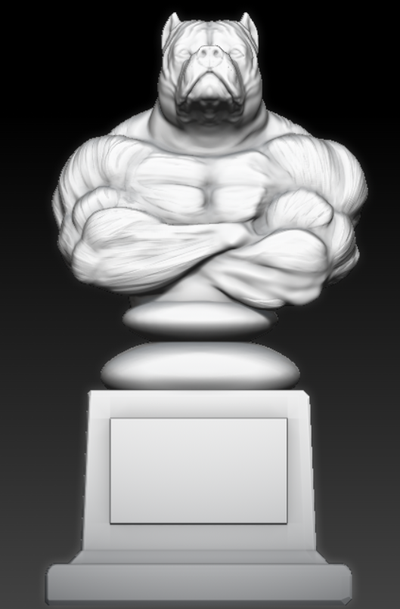 american bully trophy bullypride dogfigurine 3dprintedart breedspecific americanbullylove bust 3d print model - Mito3D