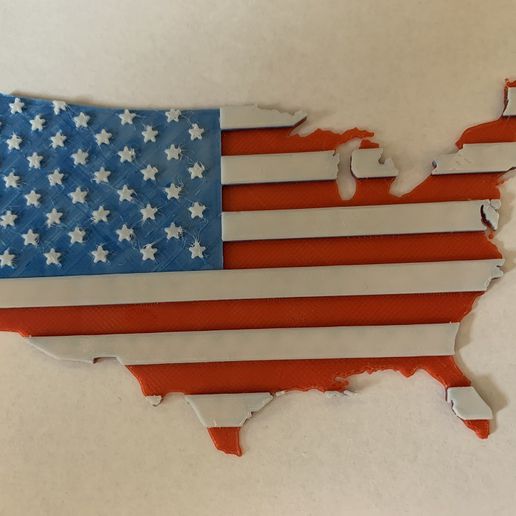 amerikanisch Flagge Land geformt Kunst Amerika Zeichen Logos 3D print model - Mito3D