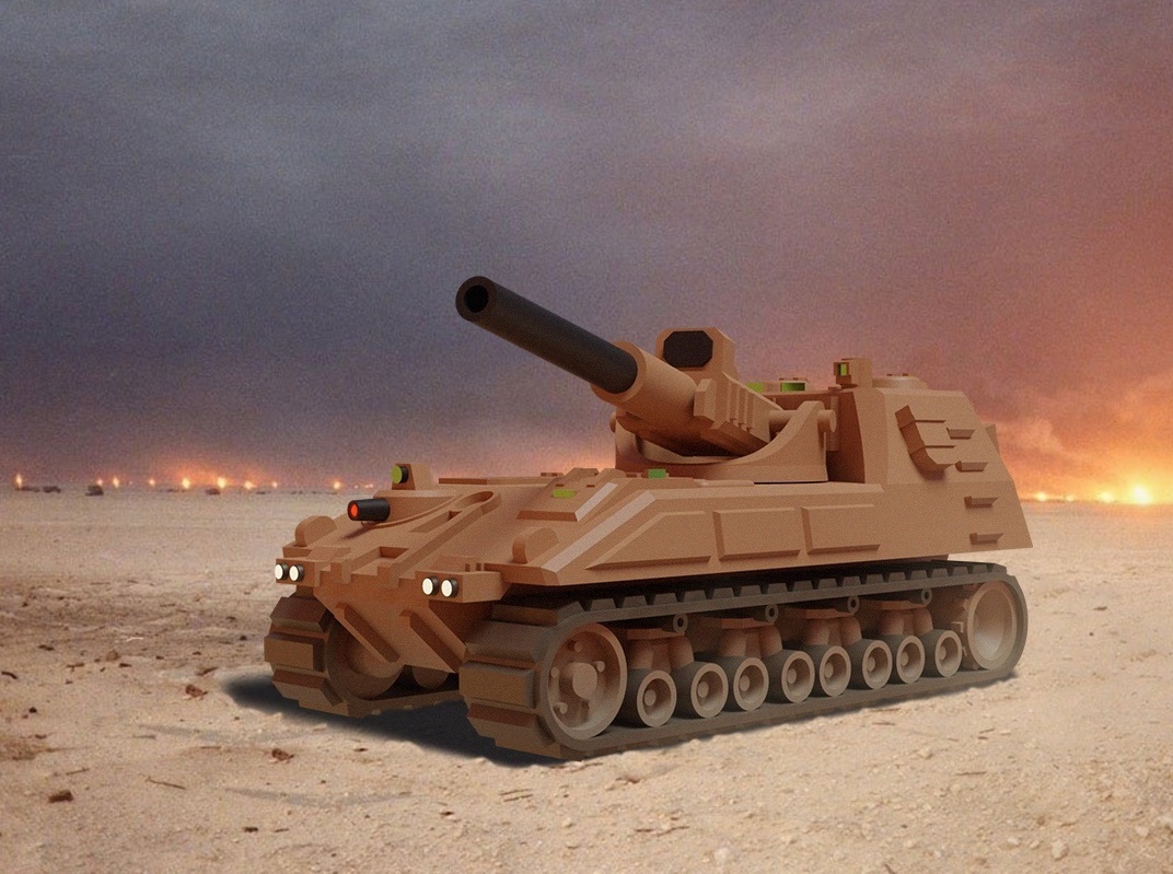 americano mecha ceifeiro self propelled artilharia tanque Móvel 6mm veículo arma militares jogos borda 3D print model - Mito3D