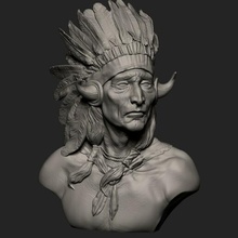 americano nativo guerrero 3d impresión modelo occidental lejos Oeste hombre humano escultura 3d print model - Mito3D