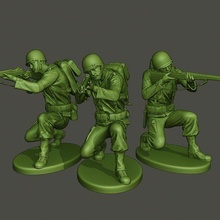 american soldier ww2 shoot crouched a1 game man men war action miniature figure sculpture military army m1 garand ii booth walk 3d print model - Mito3D