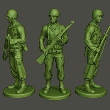 american soldier ww2 standguard a1 game man men war action miniature figure sculpture military army m1 garand ii booth walk 3d print model - Mito3D