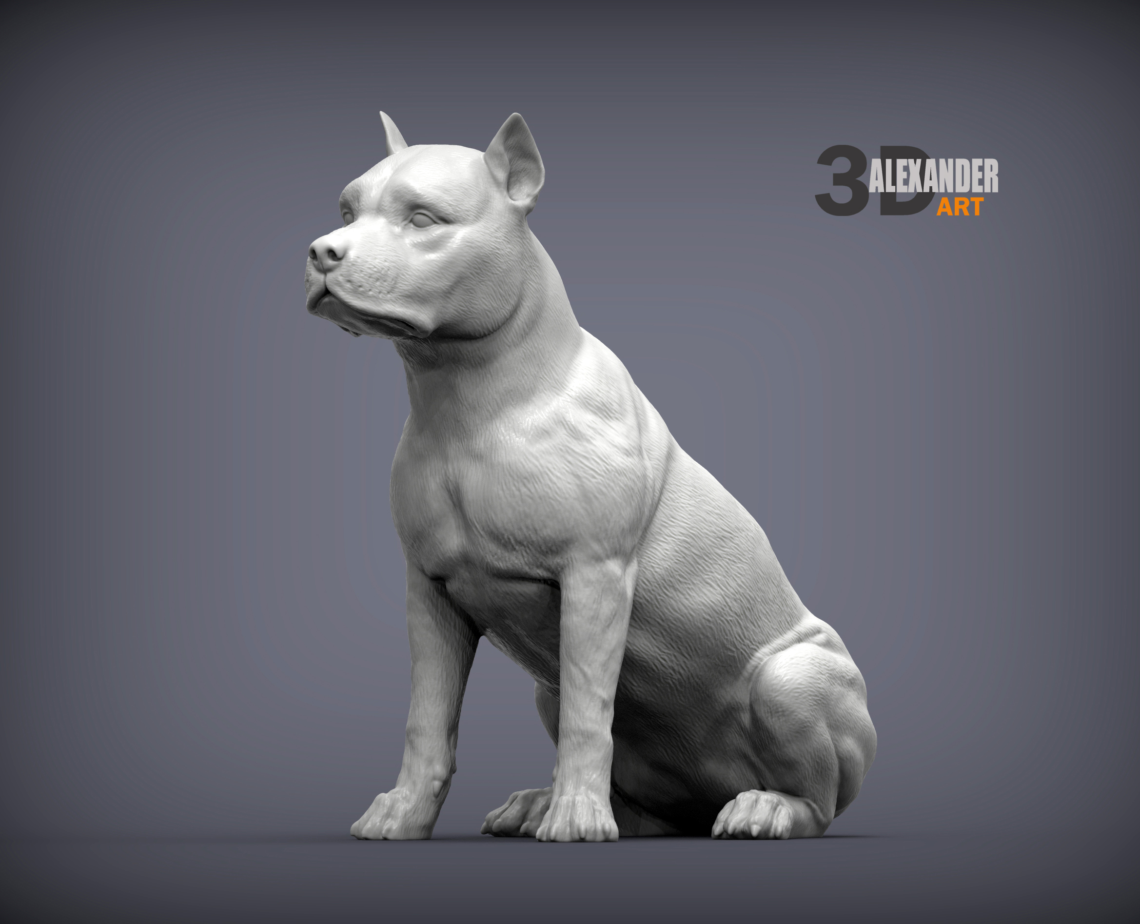 american staffordshire terrier 3d print model dog nature mammal animal pet sculpture statuette souvenir present sculpt sculptures printable art 3D print model - Mito3D